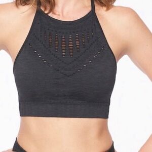 Athleta Halasana Macrame Black Sports Bra